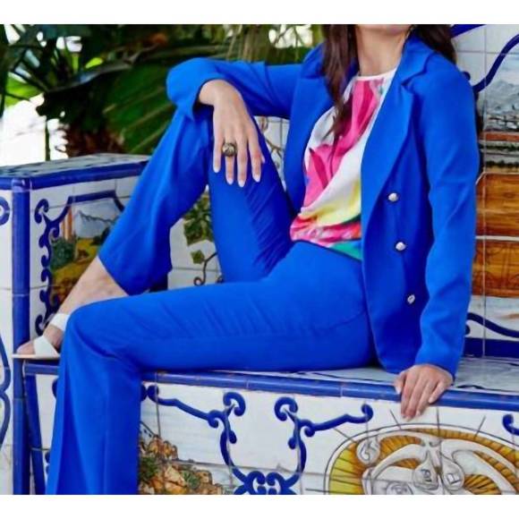 NEW FRANK LYMAN pull-on slacks in bright royal - Picture 2 of 2